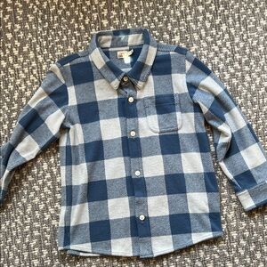Kids Blue and Gray Plaid Button-Up Shirt